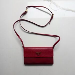 - SOLD-  Prada Red Tessuto Leather Crossbody Bag